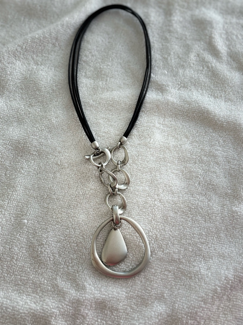 Premier Designs Black Cord Necklace with Silver-Tone Pendant